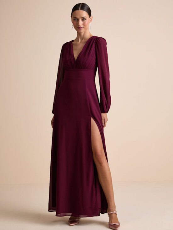 Lulus Marvelous Affair Burgundy Pleated Lace-up Maxi Dress Red - Size XL - Picture 1 of 1